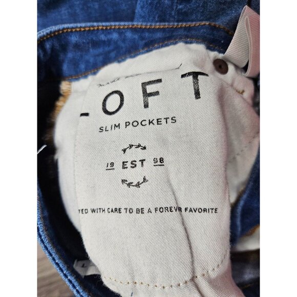 (3/$35) Loft Size 26 / 2 Curvy Skinny Cropped Slim Pockets Distressed Blue Jeans - Picture 8 of 14
